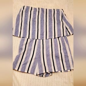 Romper blue/white strip size 6 strapless
